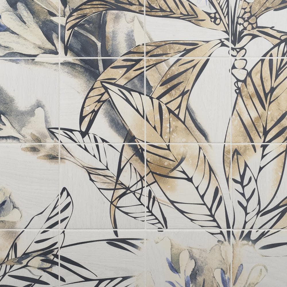 Angela Harris 8" Multicolor Matte Porcelain Botanical Mural Tile