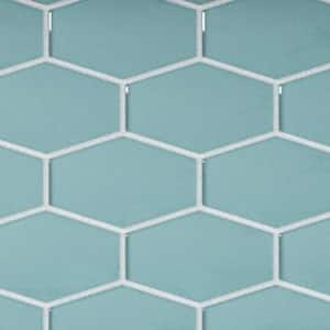 Long Hex 11 in. x 10.6 in. Skyline Gloss Glass Mesh-Mounted Mosaic Tile (9.02 sq. ft./Case)