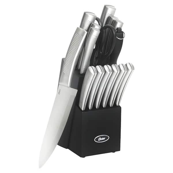 16 Piece Stainless Steel Kitchen Knife Block Set in Silver