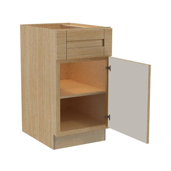 Washington 21 in. W x 21 in. D x 34.5 in. H Assembled Plywood Vanity Base Kitchen Cabinet in Oak with Soft Close Doors