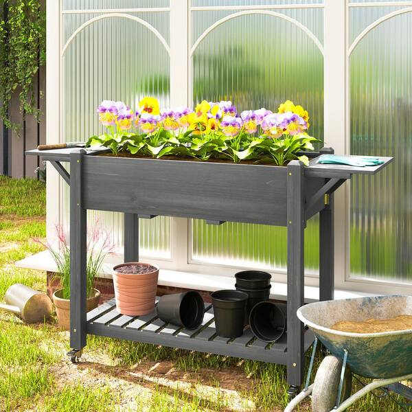 Outsunny 37 in. x 18.1 in. x 7.1 in. Raised Garden Bed, Wood