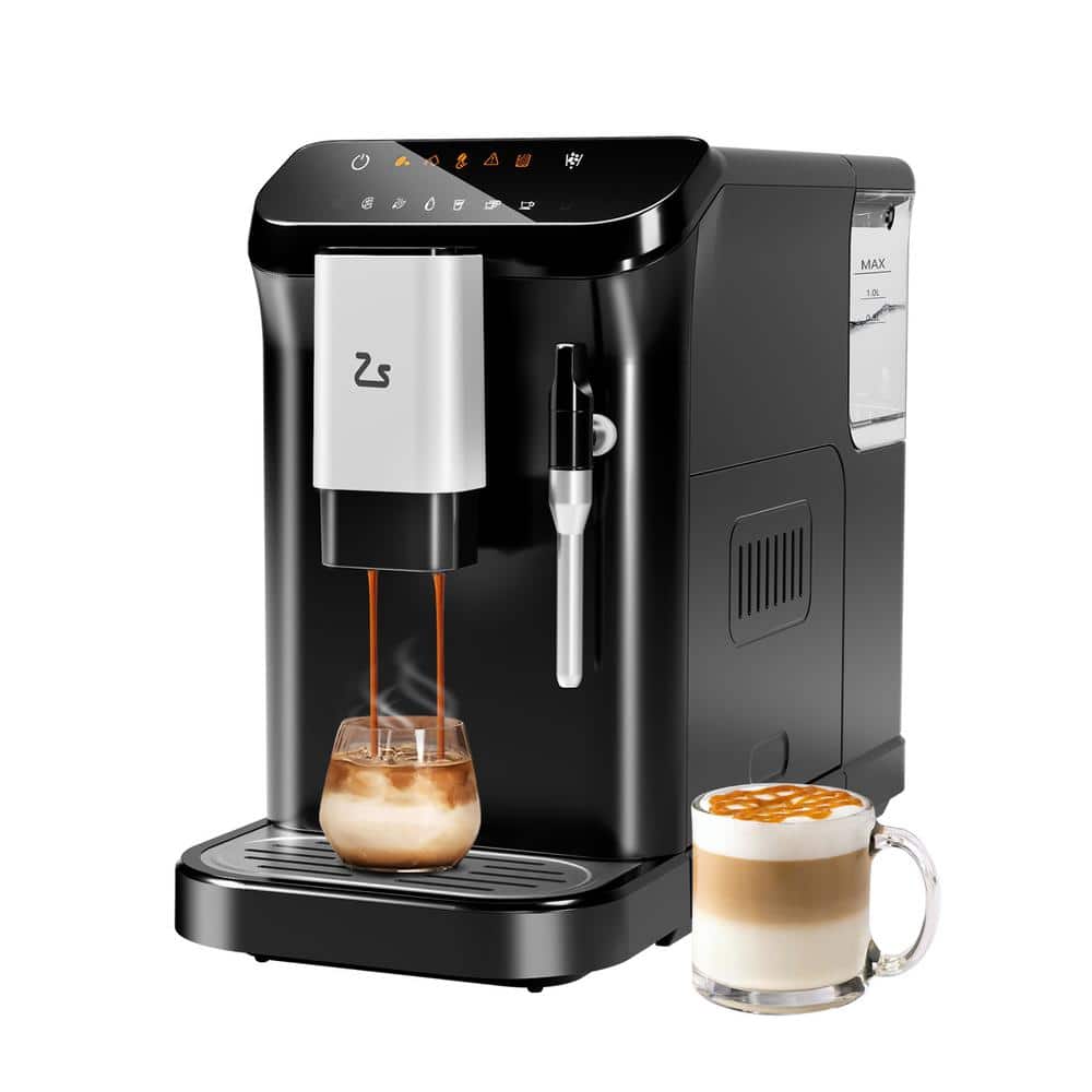 2 Cup All-In-One 20 Bar Espresso Machine in Black with Built-in Grinder and Manual Milk Frother