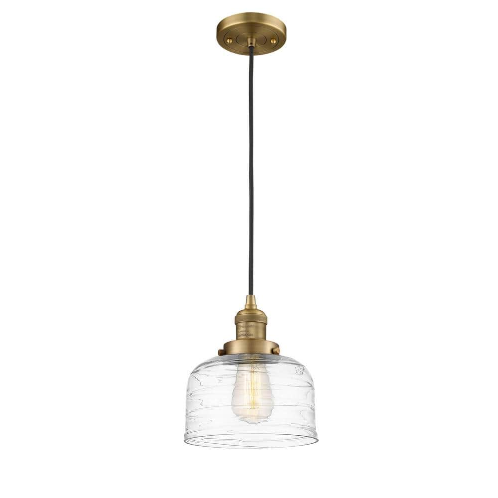 Innovations Bell 100-Watt 1-Light Brushed Brass Shaded Mini Pendant ...