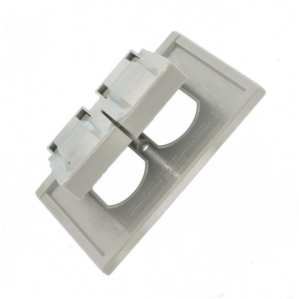 Gray Polycarbonate 1-Gang Weatherproof Duplex Outlet Cover