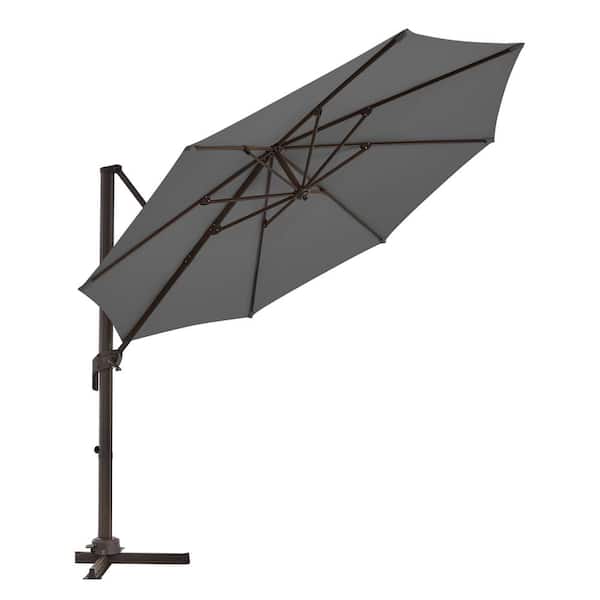 JEAREY 10 ft. Round 360-Degree rotation Cantilever Patio Umbrella in Gray