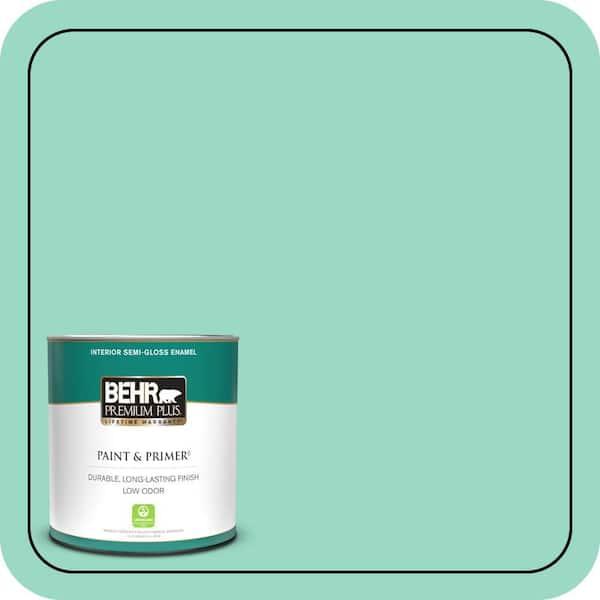 BEHR PREMIUM PLUS 1 qt. Home Decorators Collection #HDC-SP16-07 Isabellas Aqua Semi-Gloss Enamel Low Odor Interior Paint & Primer