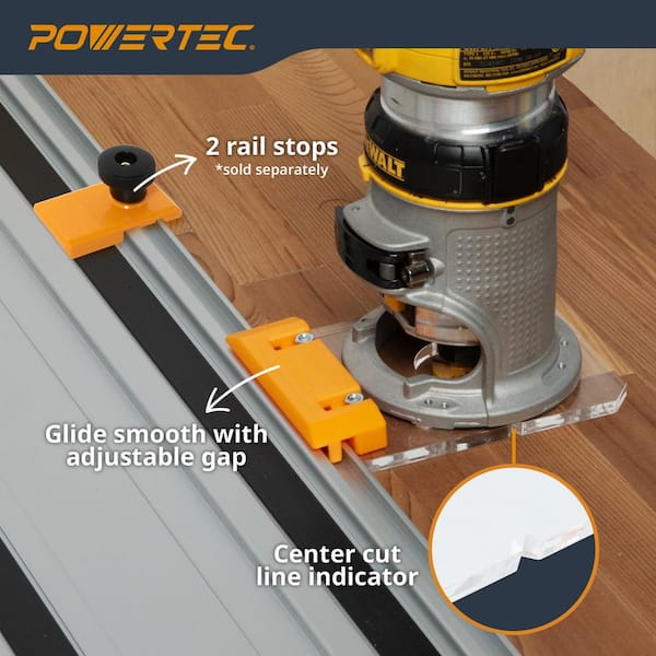 POWERTEC Router Guide Rail Adapter for DeWalt DWP611/DCW600B Fixed