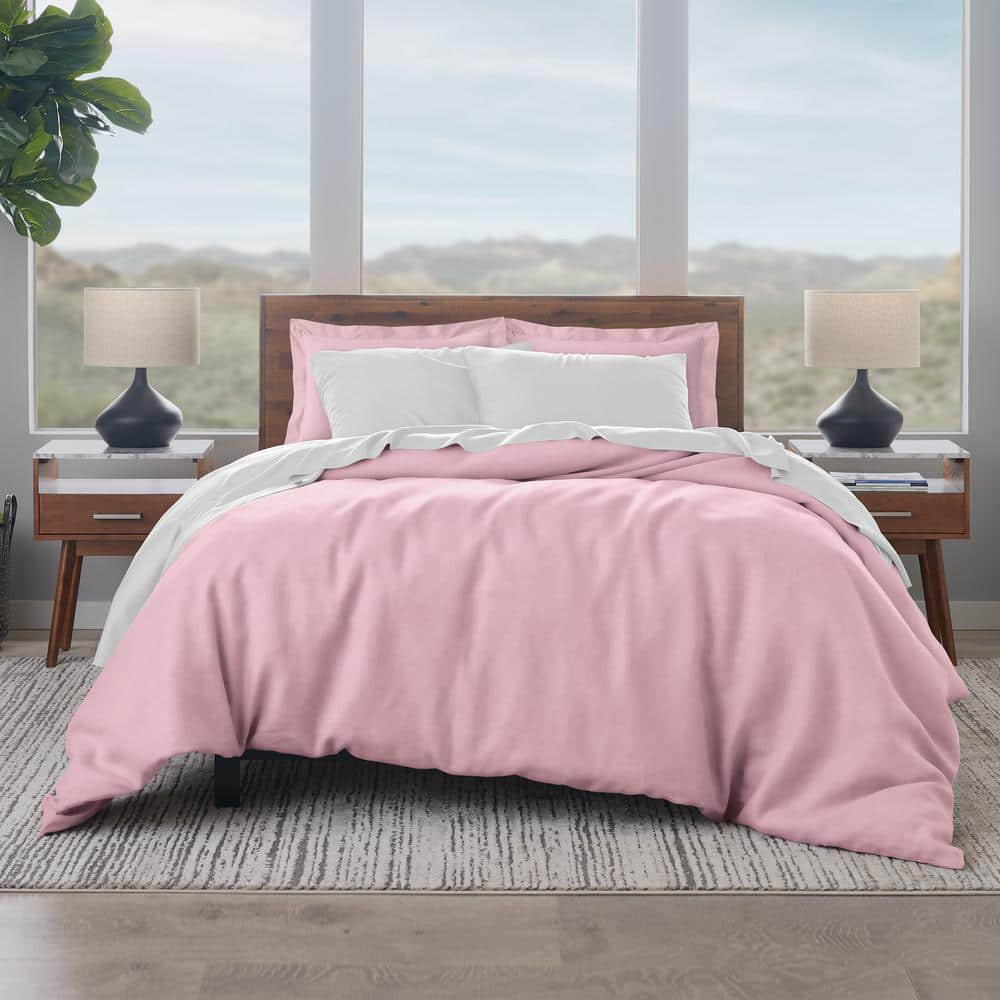 300 Thread Count Cotton 3-Piece Duvet Cover Set, Blush, King/Cal King Size