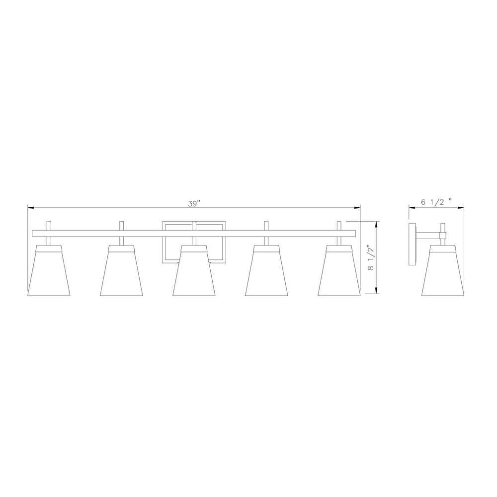 Lauren 39" Chrome 5-Light Vanity with Glass Shades