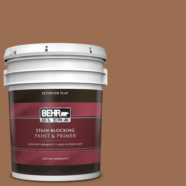BEHR ULTRA 5 gal. #PMD-88 Sorrel Brown Flat Exterior Paint & Primer