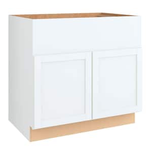 Courtland 36 in. W x 24 in. D x 34.5 in. H Assembled Shaker Sink Base Kitchen Cabinet in Polar White