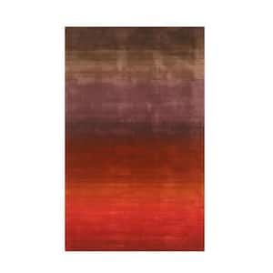 Red 4 ft. x 6 ft. Handmade Wool Contemporary Horizon Rug Area Rug