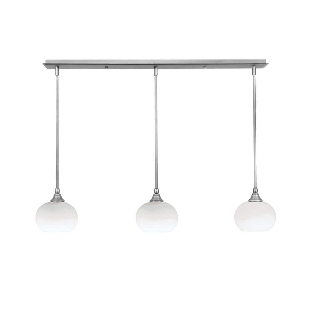 Livingston 100-Watt 3-Light Nickel Shaded Pendant Light with 7 in. White Mu