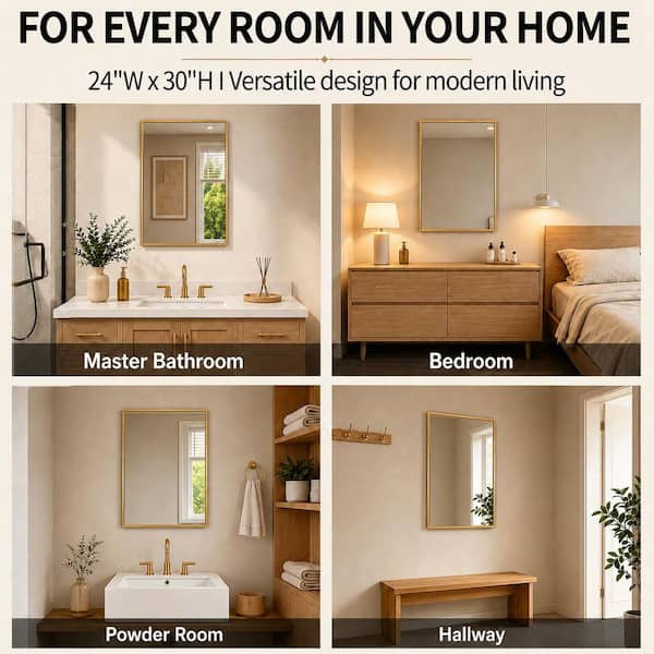 TaiMei 24 in. W x 30 in. H Rectangular Framed Wall Bathroom Vanity