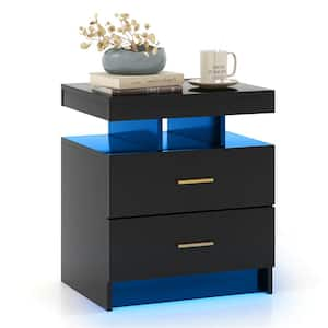 Black 2 Drawer 19.5 in. W Nightstand