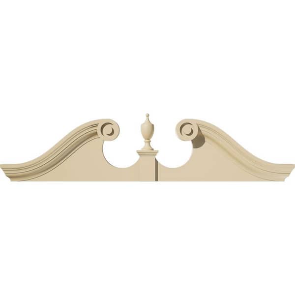 44 in. W x 11 in. H x 2-3/4 in. P Rams Head Signature Urethane Pediment (Urn Ships Unattached in Box), Primed Tan