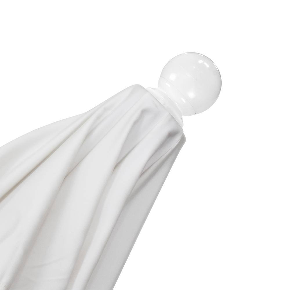 9 ft. Champagne Olefin Fabric White Aluminum Patio Umbrella