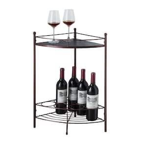 SignatureHome Dover Bronze Finish Table Height 25 in. Metal Wine Rack With 2 Shelves. Dimensions (19Lx13Wx25H)