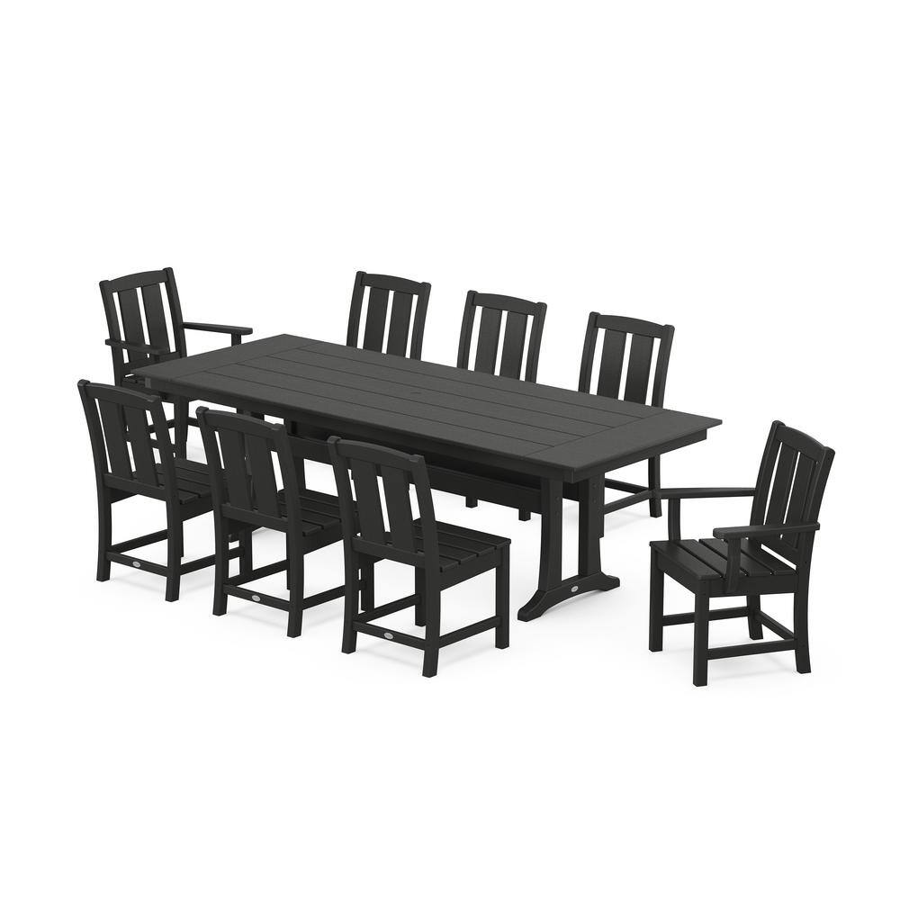 POLYWOOD Mission 9 Piece Farmhouse Trestle Plastic Rectangular Outdoor   Polywood Patio Dining Sets Pws2036 1 Bl 64 1000 