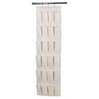 Household Essentials 41.5 in. H 12-Pair 12-Tier Off White Canvas Shoe Rack, Natural and Silver