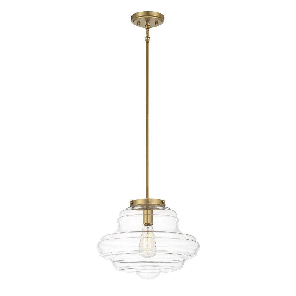 Natural Brass and Clear Glass Vintage Pendant Light