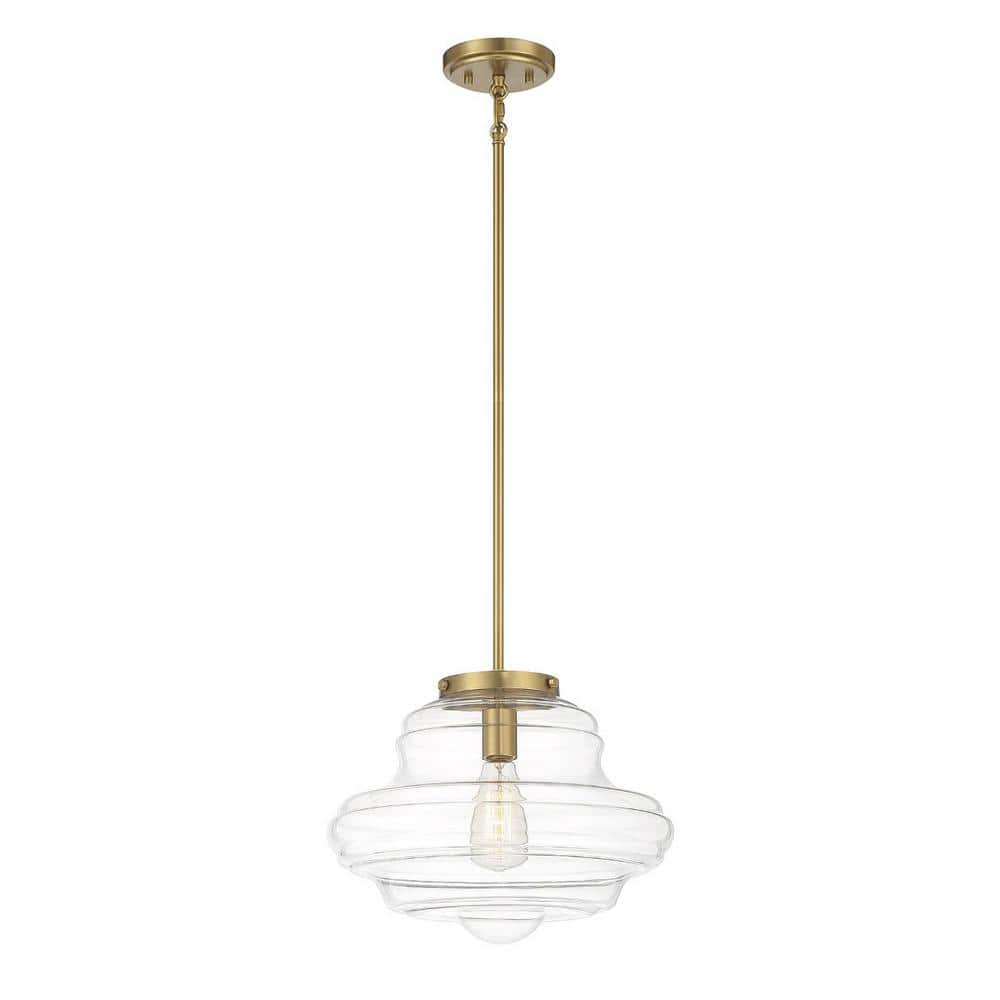 Natural Brass and Clear Glass Vintage Pendant Light