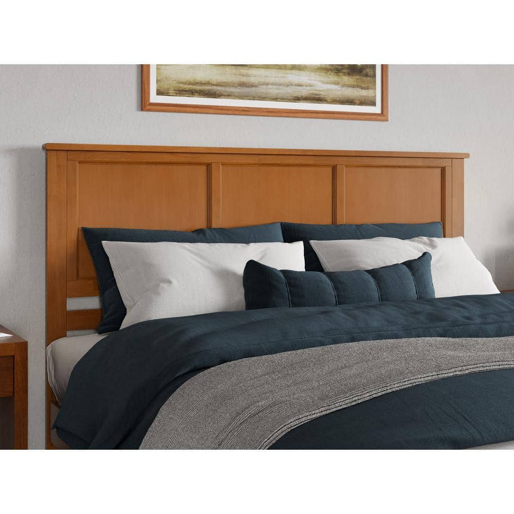Charlotte King Light Toffee Wood Platform Bed with Headboard