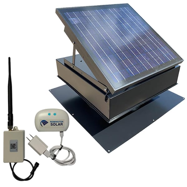 Remington Solar 40-Watt Wi-Fi 1,875 CFM Black Roof Mount Solar Attic Fan