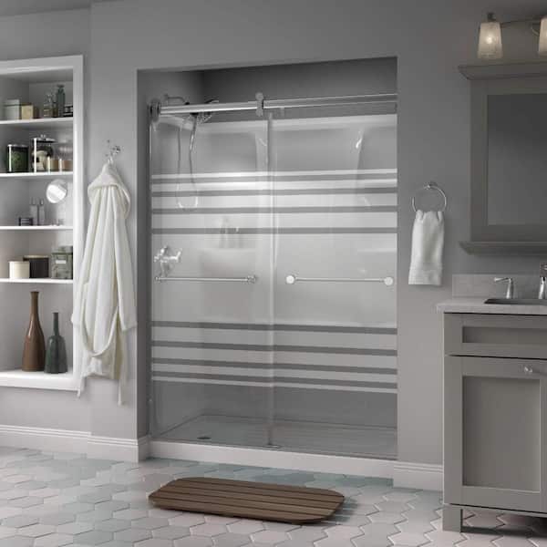 Delta Contemporary 58-1/2 in. W x 71 in. H Frameless Sliding Shower Door in Chrome with 1/4 in. Tempered Transition Glass