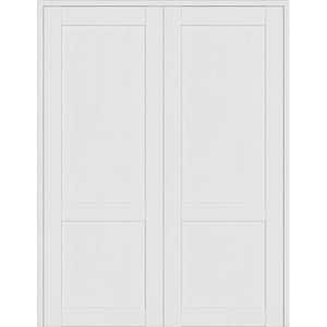 2 Panel Shaker 48 in. x 96 in. Both Active Bianco Noble Wood Composite Solid Core Double Prehung Interior Door