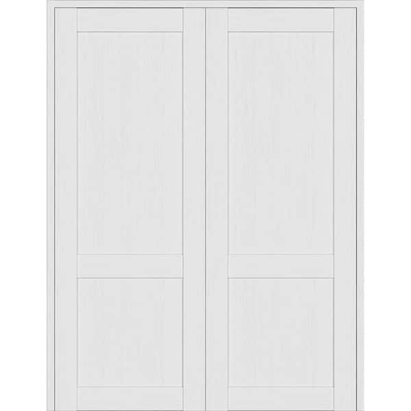 Belldinni 2 Panel Shaker 6480 in. Both Active Bianco Noble Wood Composite Solid Core Double Prehung Interior Door
