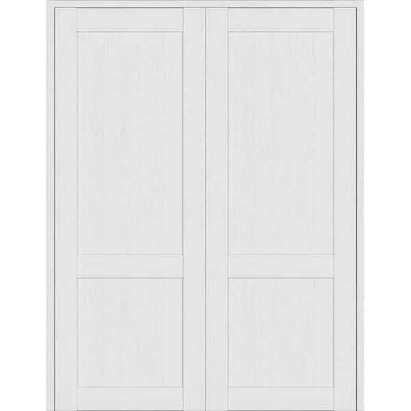 Belldinni 2 Panel Shaker 64 in. x 96 in. Both Active Bianco Noble Wood Composite Solid Core Double Prehung Interior Door