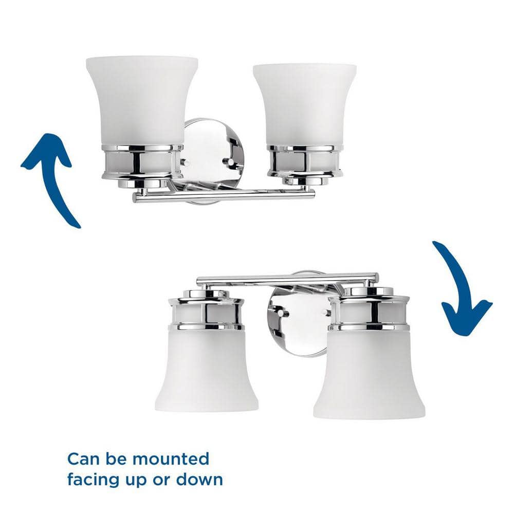 Cascadia 2-Light Polished Chrome Bath Vanity with Etched Glass Shades