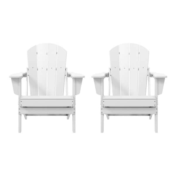 WESTIN OUTDOOR Laguna 2-Pack Fade Resistant Outdoor Patio HDPE Poly Plastic Classic Folding Adirondack Chairs in White
