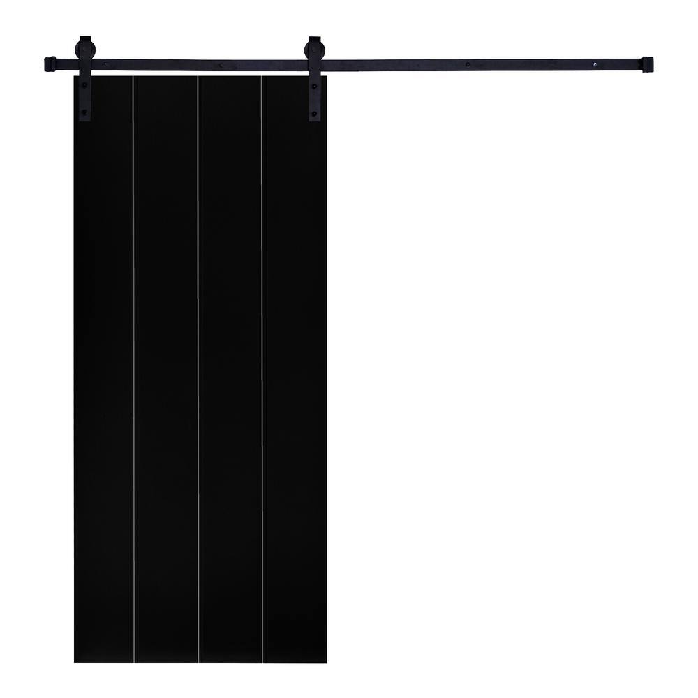 Modern Verticalline Designed 96 in. x 28 in. MDF Panel Black Painted Sliding Barn Door with Hardware Kit price history on PriceWatchPro