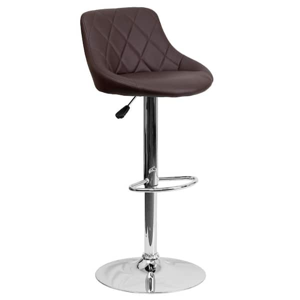 Flash Furniture 32 in. Adjustable Height Brown Cushioned Bar Stool