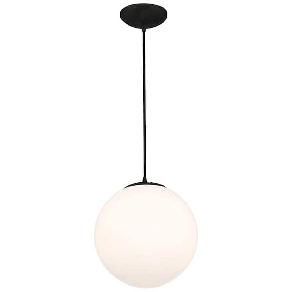 Access Lighting Pearl 1-Light Matte Black Standard Pendant Light with Glass Shade
