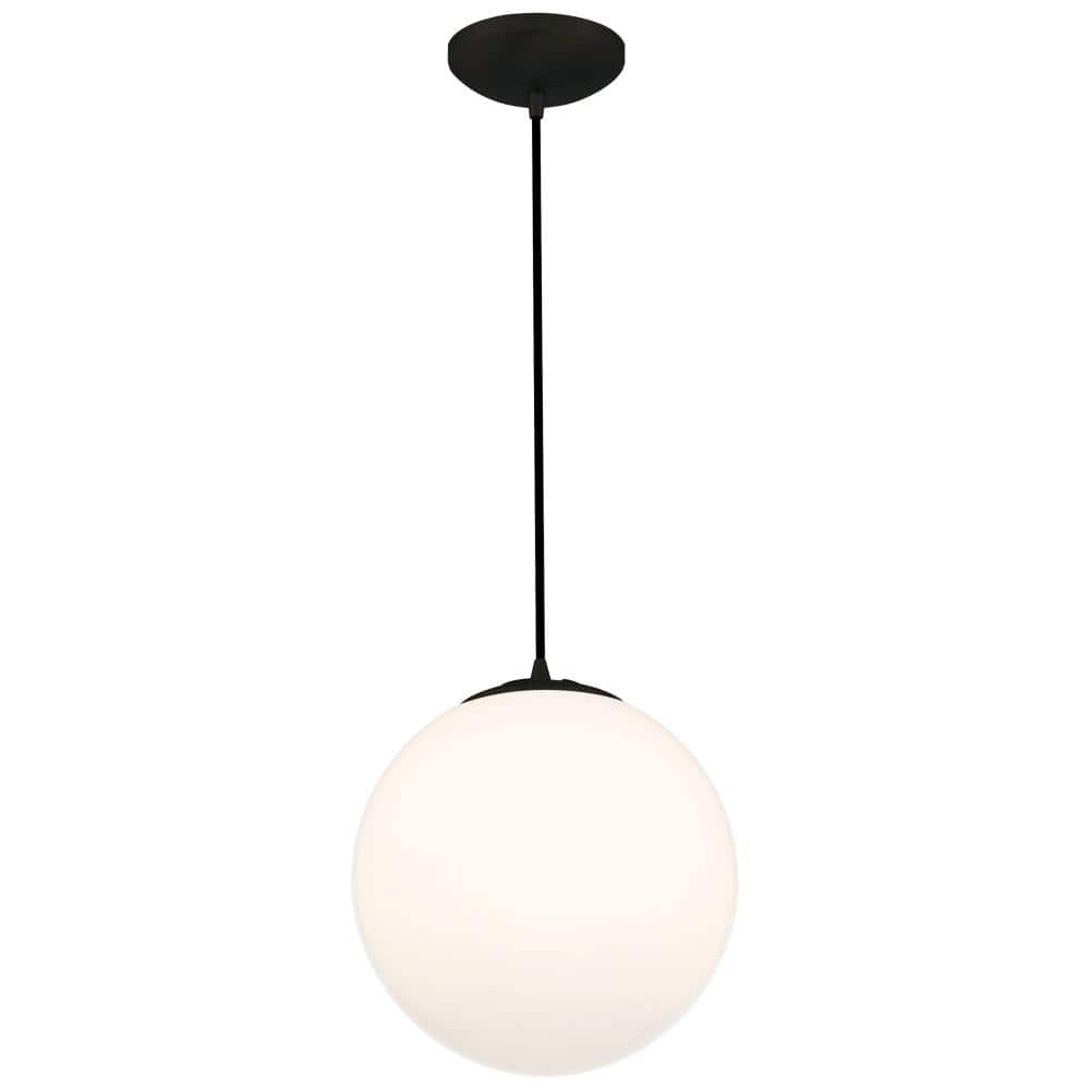 Pearl 1-Light Matte Black Standard Pendant Light with Glass Shade