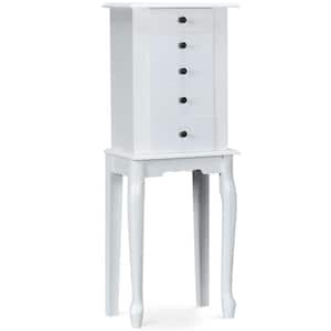 White Mirrored Armoire Jewelry Cabinet Free Standing Organizer Storage Box Chest