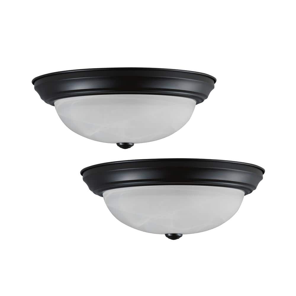 15 in. 3-Light ORB Transitional Flush Mount with Frosted Glass Shade and No Bulbs Included (2-Pack) price history on PriceWatchPro