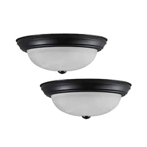 15 in. 3-Light ORB Transitional Flush Mount with Frosted Glass Shade and No Bulbs Included (2-Pack)