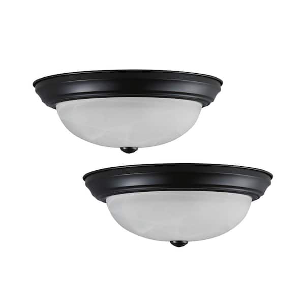 Aspen Creative Corporation 15 in. 3-Light ORB Transitional Flush Mount with Frosted Glass Shade and No Bulbs Included (2-Pack)
