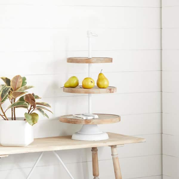 Brown Farmhouse Wood 3-tier Server
