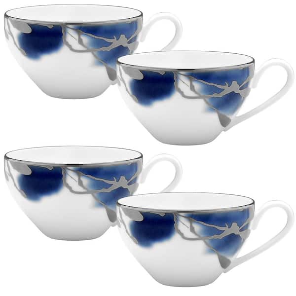 Noritake Jubilant Days Platinum 7 fl. oz. (Platinum) Porcelain Teacups, (Set of 4)