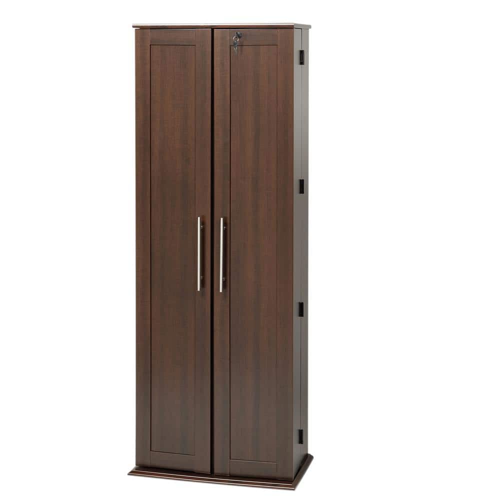 Espresso Grande 70'' Locking Media Storage Cabinet with Adjustable Shelves