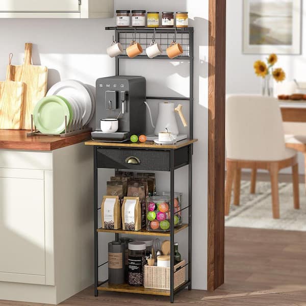 Wood Metal 18.93 x 13.43 x 53.31 in. 5 Tier Coffee Bar Station