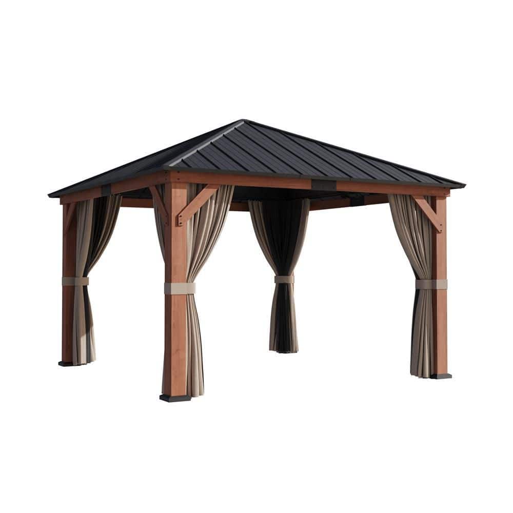 Ultra Series Wood Gazebo 12 ft. x 12 ft. Cedar Framed Wooden Gazebo with Galvanized Steel Roof, Netting and Curtains price history on PriceWatchPro