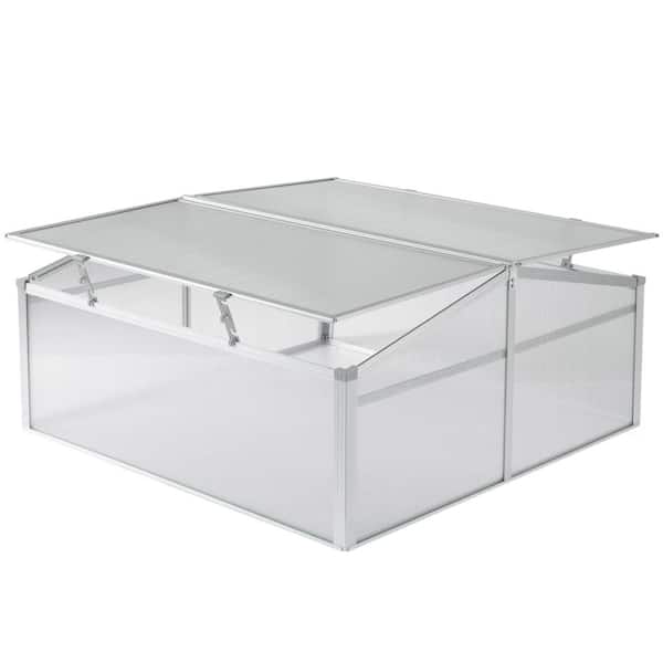 Gardenised Aluminum Cold Frame Greenhouse Bottomless Flower Box, Double Walled PVC Panels Blocks Harmful UV Rays, Double Sided Roof