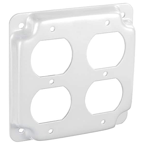 Southwire 4 in. Steel Metallic, Square Box Cover, 2 Duplex, 1/2 in. Raised (1Pack) G1939UPC
