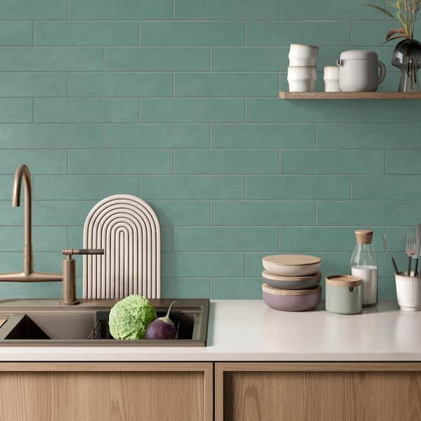 Urban Jade Matte 3 in. x 12 in. Solid Concrete Look Porcelain Floor and Wall Tile (3.39 sq. ft./Case)